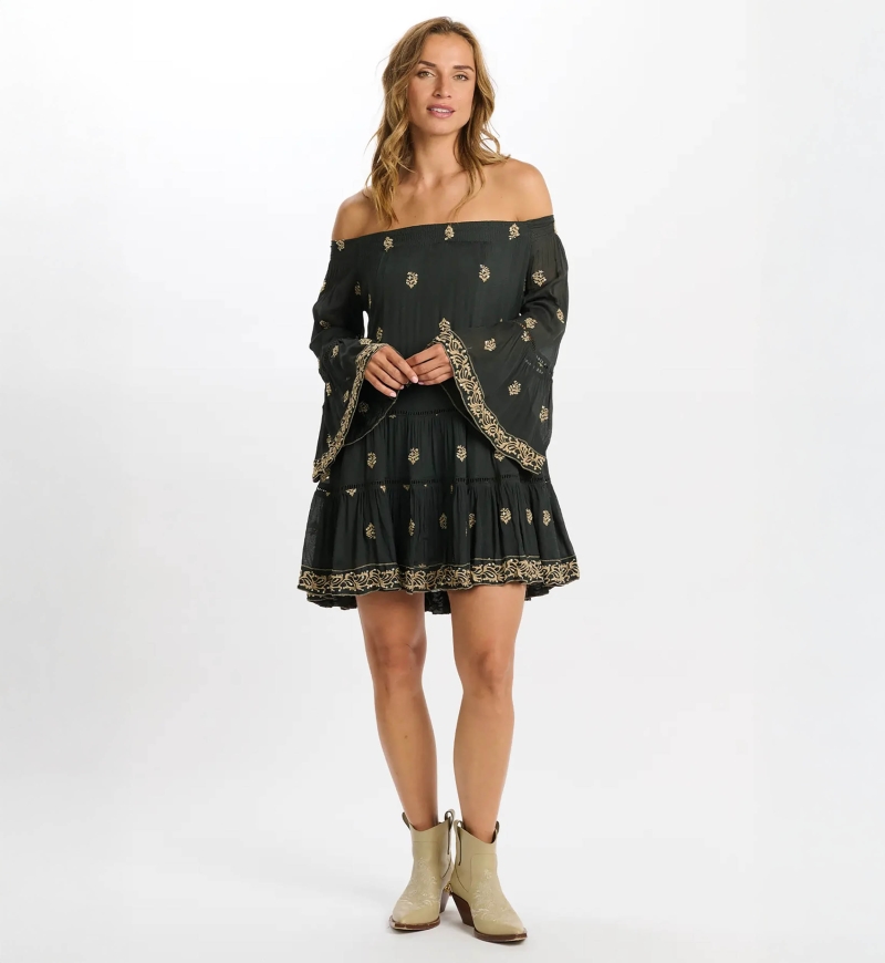 vestido corto bohemio manga larga SHINE - Miss June