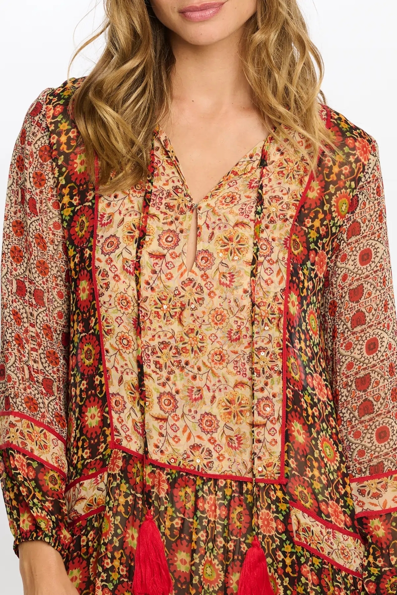 long sleeve floral long dress TAJ - Miss June
