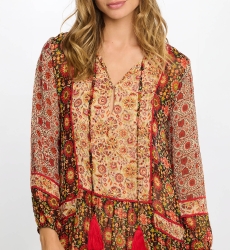 vestido largo floral manga larga TAJ - Miss June