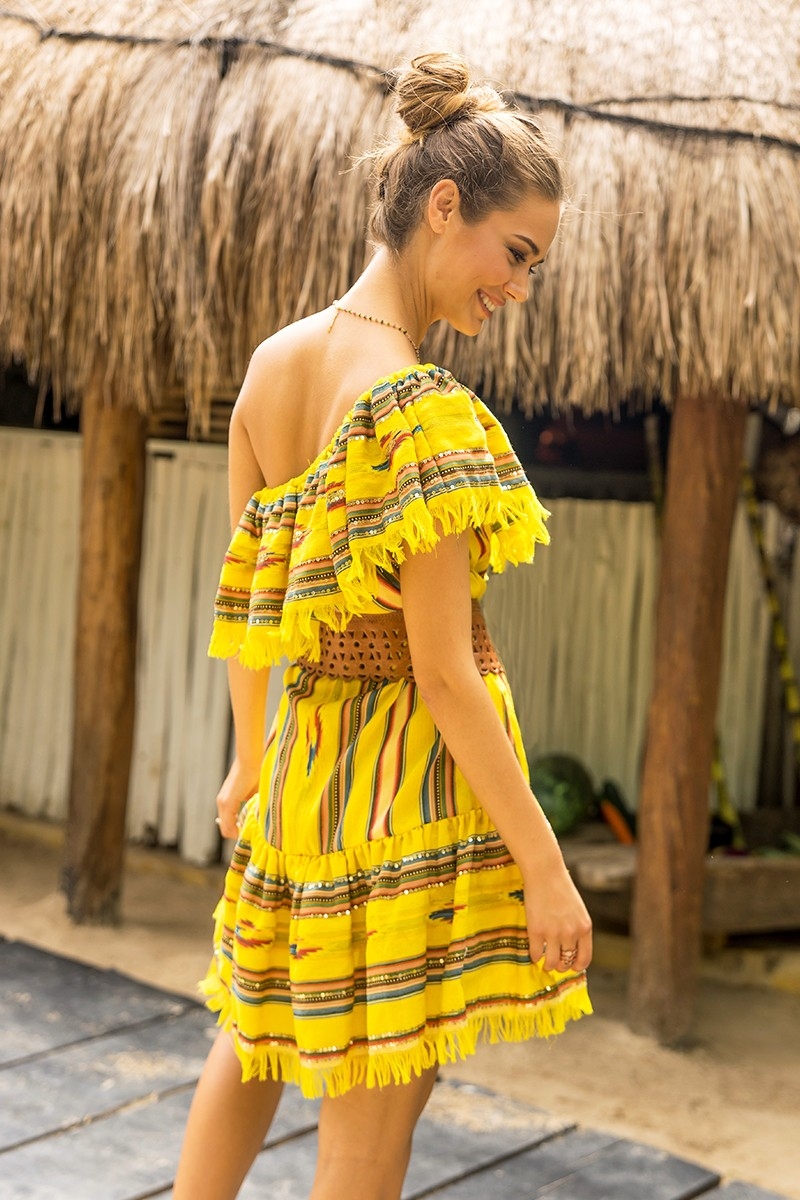 MALIBU Short Dress – Off-Shoulder – Short Sleeve – Bohemian – Cotton – Miss June Paris – 2