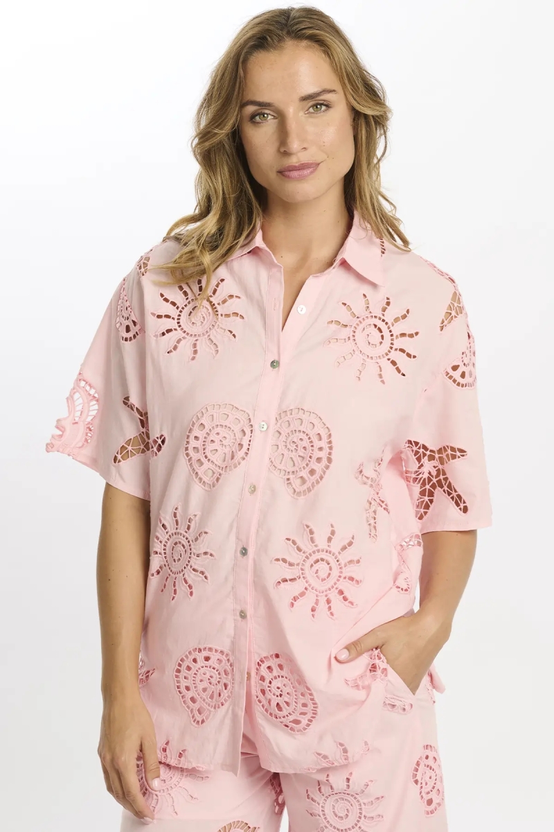Chemise Kyle Chemise à manches courtes - 100% coton avec broderie en dentelle - Miss June Paris - 4