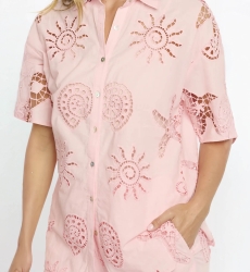 Kyle Shirt Short-sleeved shirt - 100% cotton with lace embroidery - Miss June Paris - 5