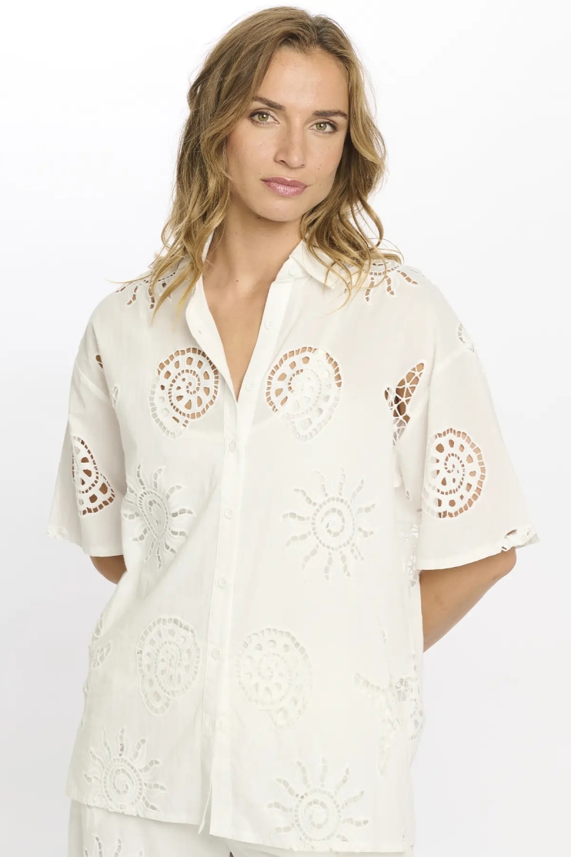 Camisa Kyle Camisa de manga corta - 100% algodón con bordado de encaje - Miss June Paris - 9