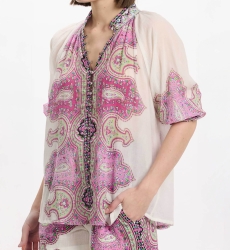 Dulce Shirt 3/4 sleeves, 100% printed cotton voile - Miss June Paris - 4