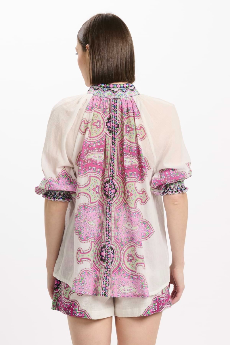 Dulce Shirt 3/4 sleeves, 100% printed cotton voile - Miss June Paris - 3