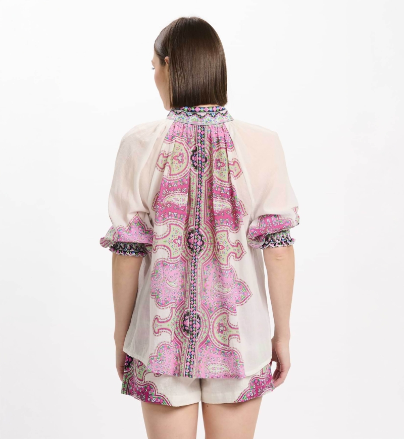 Dulce Shirt 3/4 sleeves, 100% printed cotton voile - Miss June Paris - 3