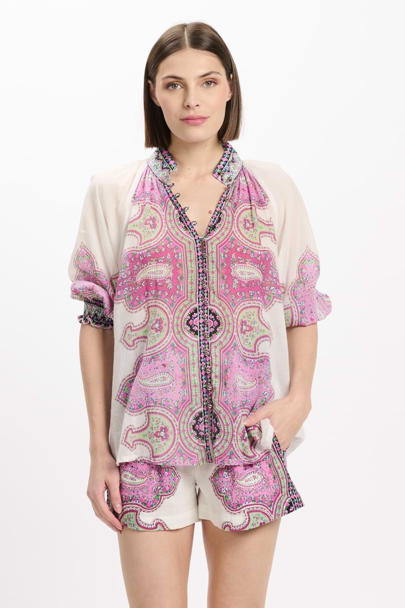 Camisa Dulce manga 3/4, 100% voile de algodón estampado - Miss June Paris - 2
