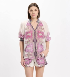 Camisa Dulce manga 3/4, 100% voile de algodón estampado - Miss June Paris - 2