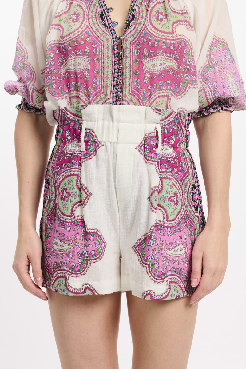 Short Noema – Printed Slub Cotton Shorts with Pockets, 100% Cotton - Miss June Paris - 2