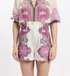 Short Noema – Short de algodón slub estampado con bolsillos, 100 % algodón - Miss June Paris - 3