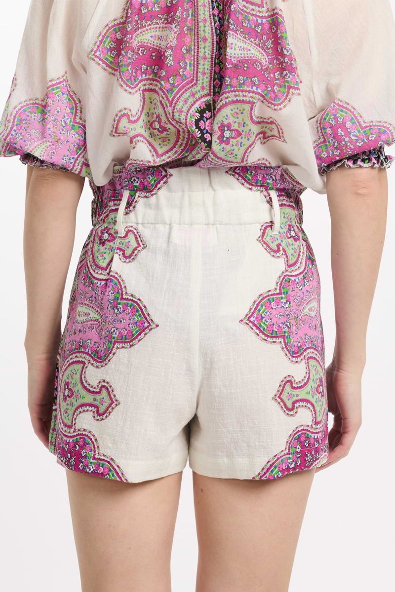Short Noema – Printed Slub Cotton Shorts with Pockets, 100% Cotton - Miss June Paris - 2