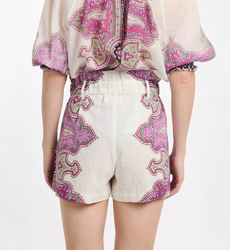 Short Noema – Short de algodón slub estampado con bolsillos, 100 % algodón - Miss June Paris - 4