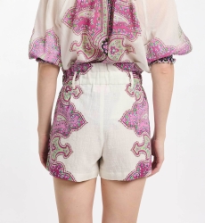 Short Noema – Short de algodón slub estampado con bolsillos, 100 % algodón - Miss June Paris - 4