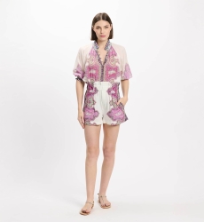 Short Noema – Short de algodón slub estampado con bolsillos, 100 % algodón - Miss June Paris - 2