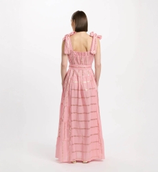 Vestido Aly – Vestido largo con tirantes y cinturón a juego, 100% algodón con lúrex – Miss June Paris - 6