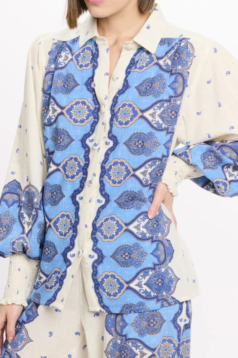 Shirt Viki Long Sleeves Shirt, 100% cotton slub printed - Miss June Paris  - 5