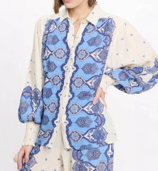 Chemise Viki – Chemise à manches longues, en coton slub imprimé, 100 % coton – Miss June Paris - 5