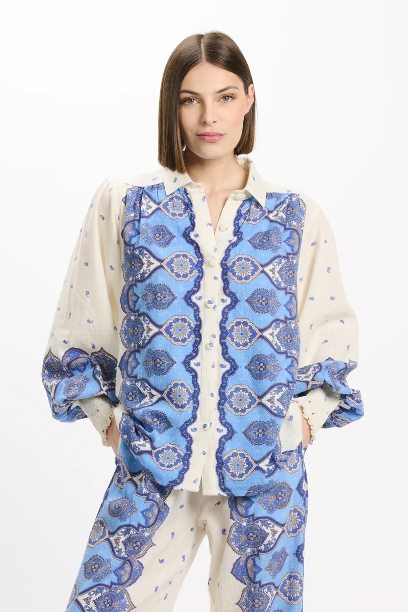 Shirt Viki Long Sleeves Shirt, 100% cotton slub printed - Miss June Paris  - 4