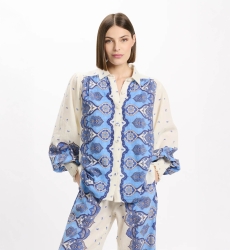 Chemise Viki – Chemise à manches longues, en coton slub imprimé, 100 % coton – Miss June Paris - 4