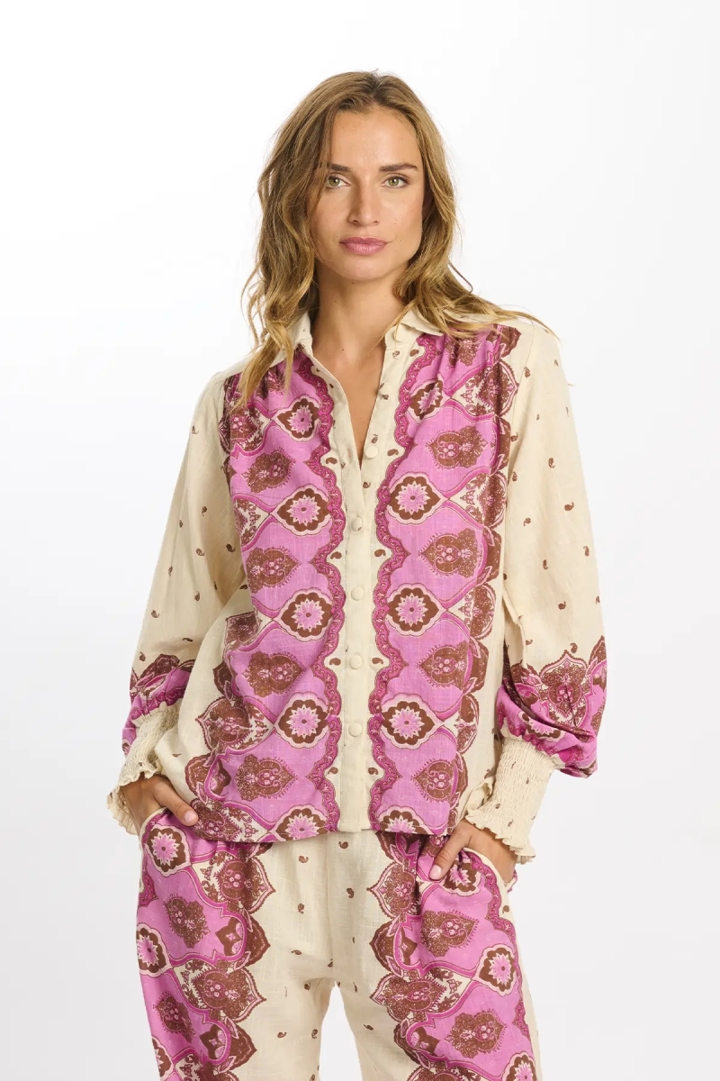 Shirt Viki Long Sleeves Shirt, 100% cotton slub printed - Miss June Paris  - 7