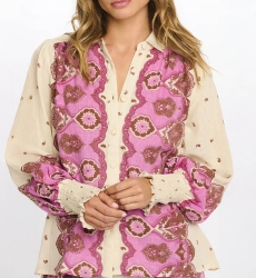 Chemise Viki – Chemise à manches longues, en coton slub imprimé, 100 % coton – Miss June Paris - 8