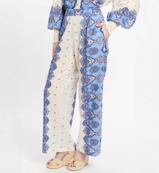 Pants Tais Pants With Pockets, 100% cotton slub printed - Miss June Paris - 6