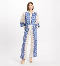 Pants Tais Pants With Pockets, 100% cotton slub printed - Miss June Paris - 4