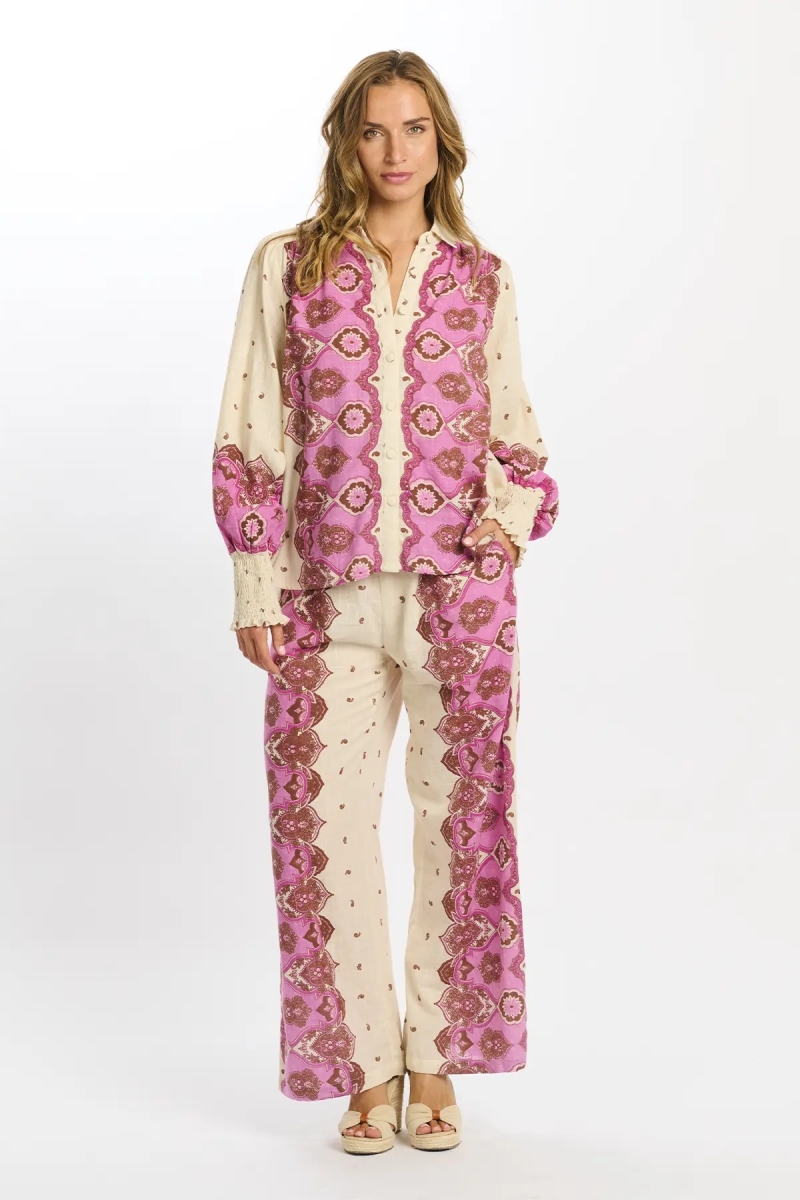 Pantalón Tais – Pantalón con bolsillos, de algodón slub estampado, 100 % algodón – Miss June Paris - 8