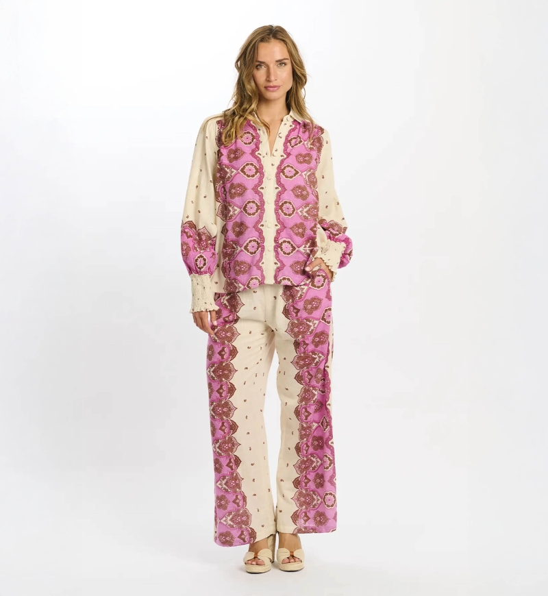 Pantalón Tais – Pantalón con bolsillos, de algodón slub estampado, 100 % algodón – Miss June Paris - 8