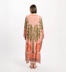 Caftan Rhoda Long Kaftan With Long Sleeves, 100% modal printed embroidery - Miss June Paris - 9