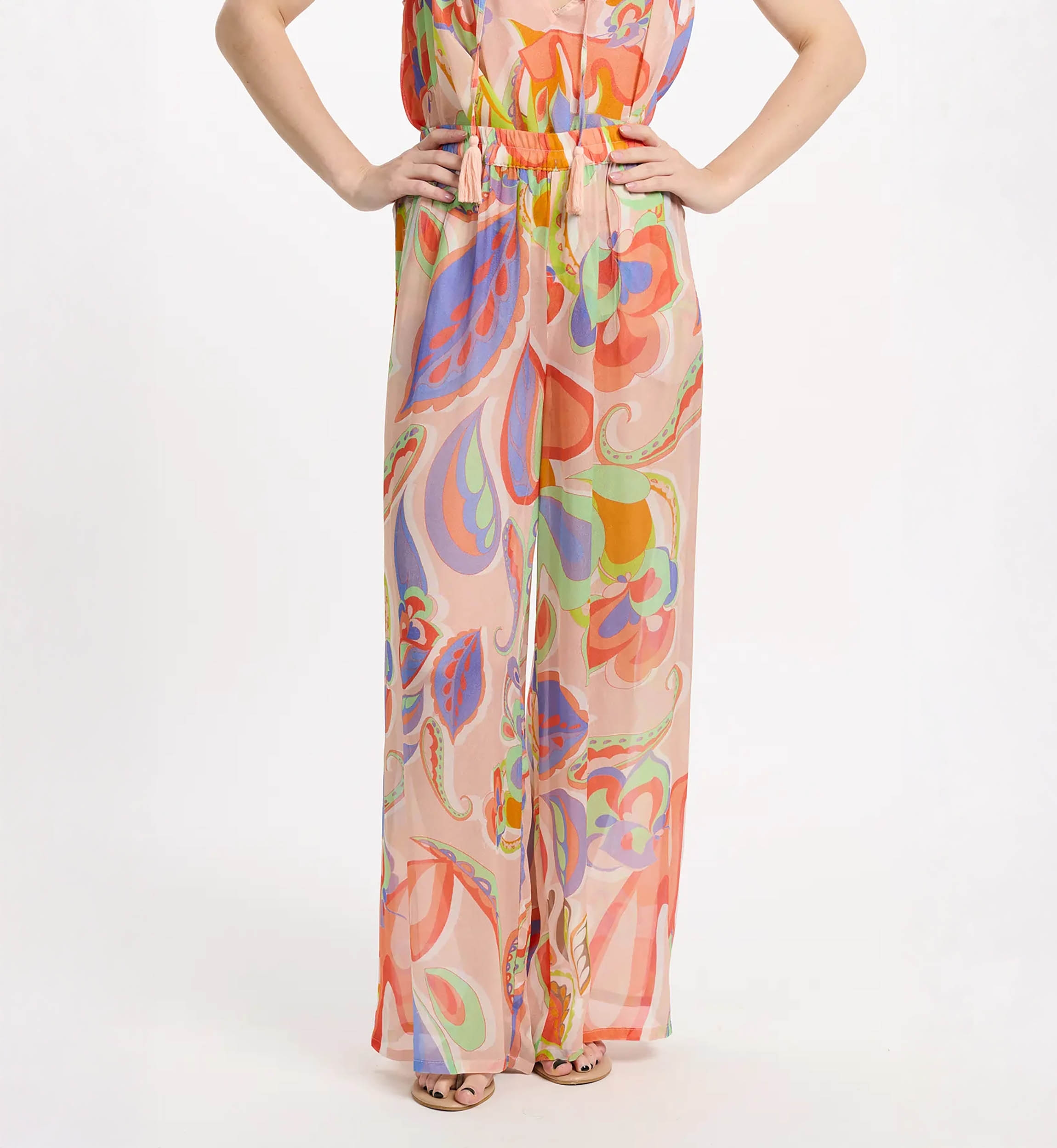 Pantalon Adira – Pantalon avec poches, en rayonne imprimée, 100 % rayonne – Miss June Paris - 3