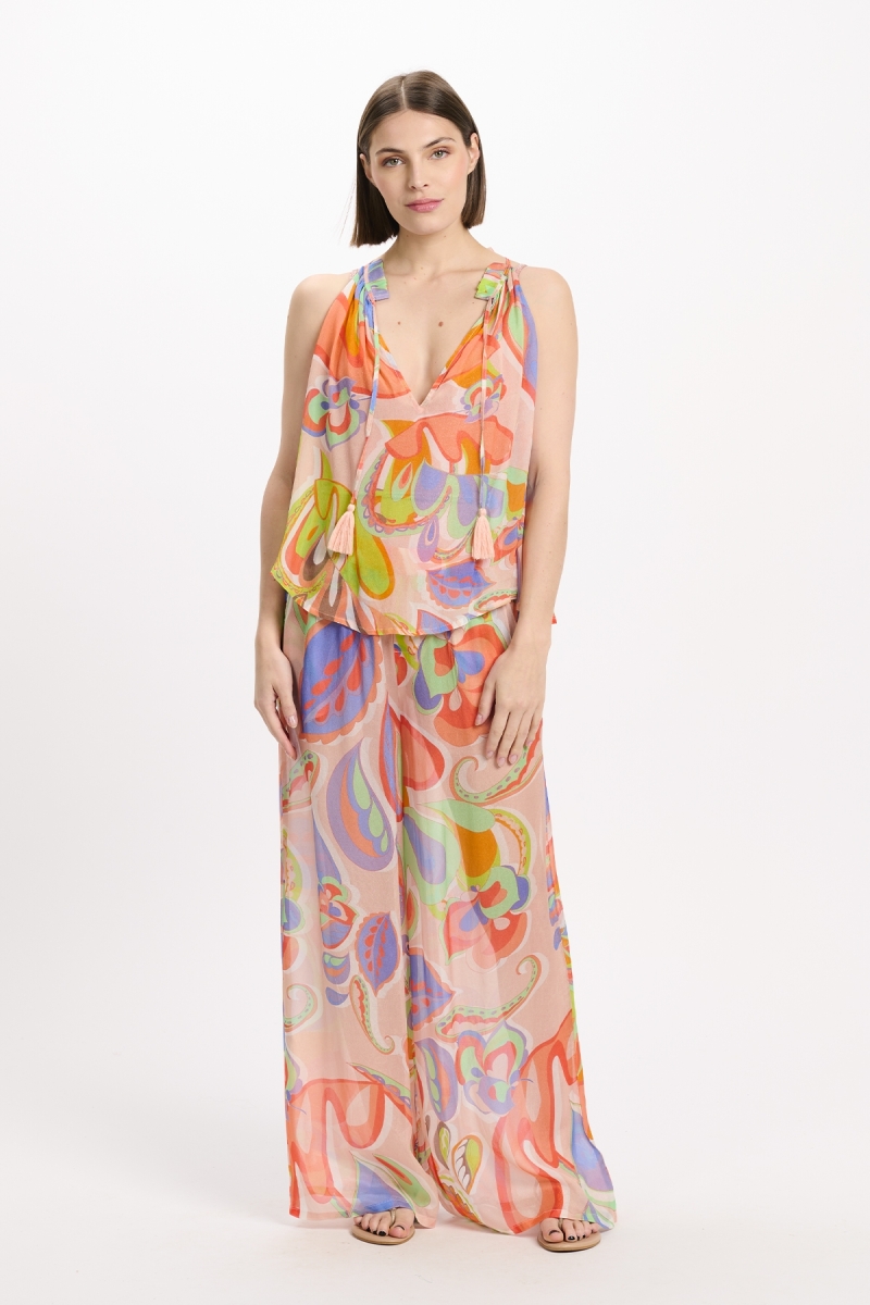 Top Erika Thin Strap Top, 100% rayon printed - Miss June Paris - 2