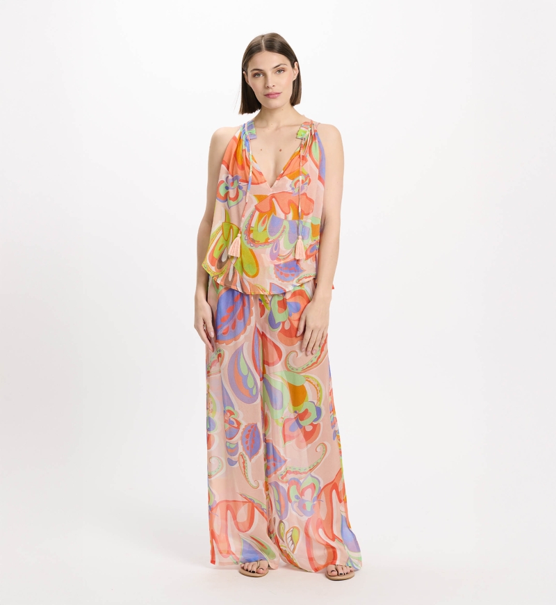 Top Erika – Top de tirantes finos, de rayón estampado, 100 % rayón – Miss June Paris - 2