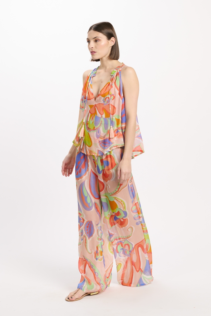 Top Erika Thin Strap Top, 100% rayon printed - Miss June Paris - 4