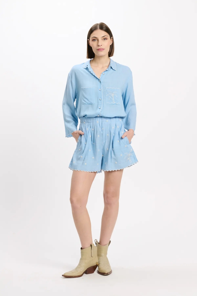 Short Lumi – Short con bolsillos, de rayón con bordados, 100 % rayón – Miss June Paris - 4