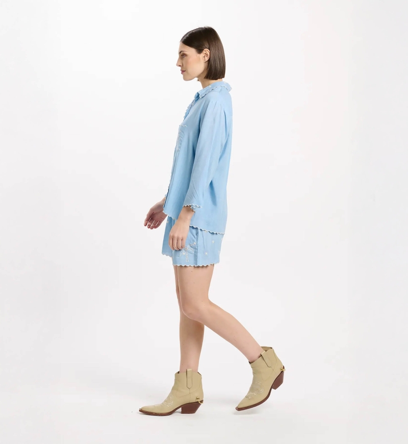 Short Lumi Shorts With Pockets, 100% rayon with embroidery - Miss June Paris - 6