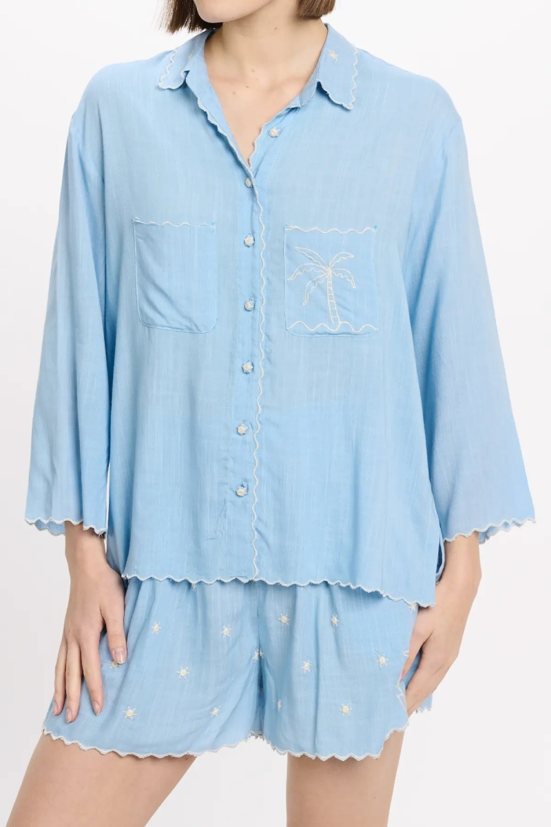 Camisa Idalia – Camisa de manga 3/4, de rayón con bordados, 100 % rayón – Miss June Paris - 5