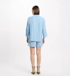 Shirt Idalia 3/4 Sleeve Shirt, 100% rayon with embroidery - Miss June Paris - 7