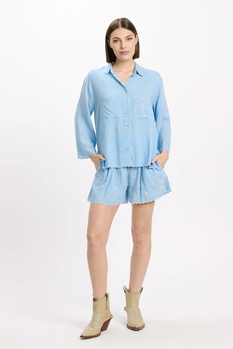 Shirt Idalia 3/4 Sleeve Shirt, 100% rayon with embroidery - Miss June Paris - 4
