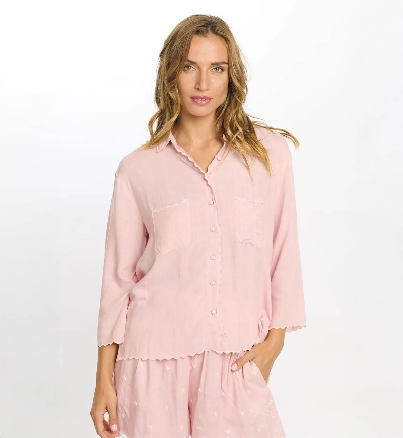 Chemise Idalia – Chemise à manches 3/4, en rayonne avec broderies, 100 % rayonne – Miss June Paris - 9