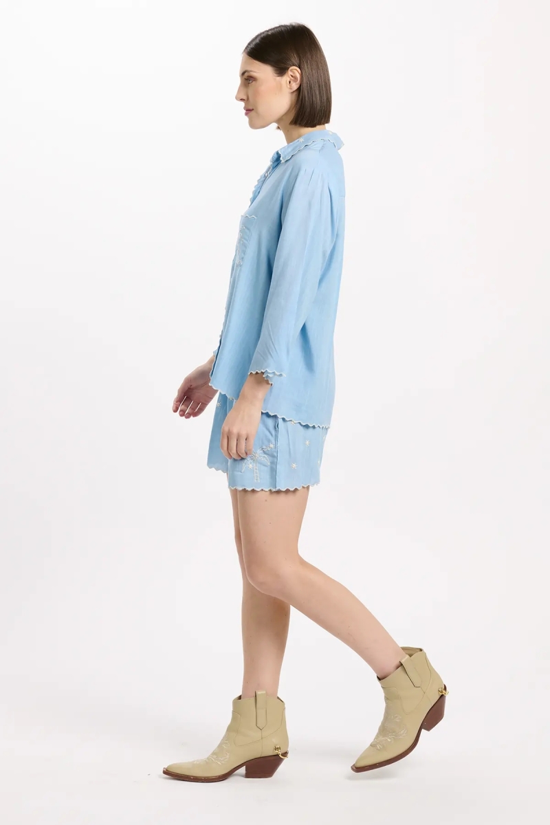 Chemise Idalia – Chemise à manches 3/4, en rayonne avec broderies, 100 % rayonne – Miss June Paris - 6