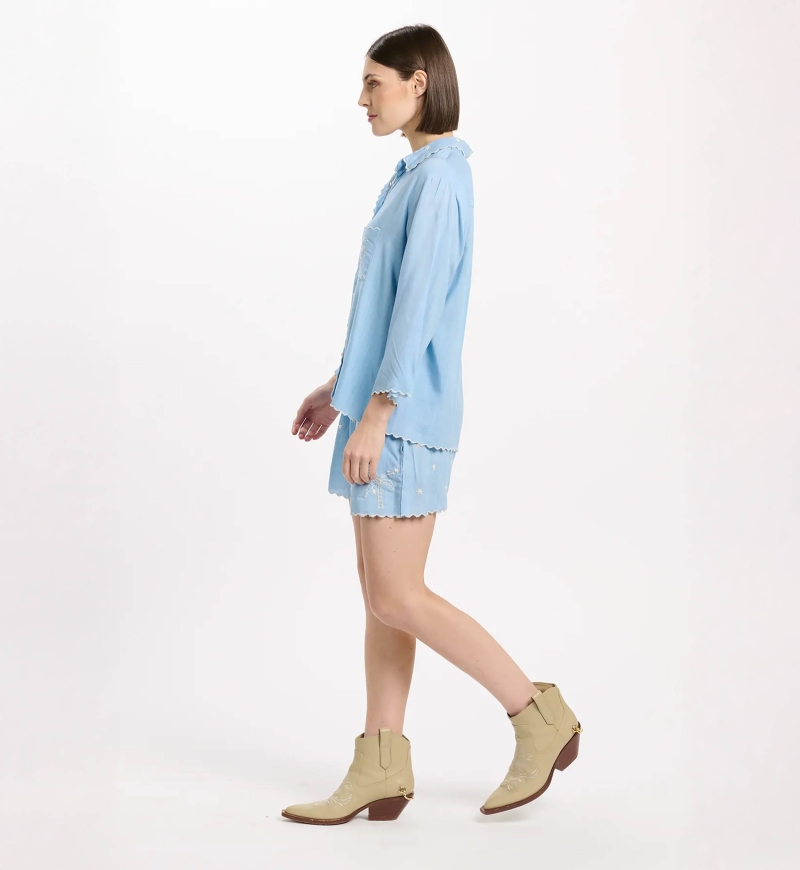 Shirt Idalia 3/4 Sleeve Shirt, 100% rayon with embroidery - Miss June Paris - 6