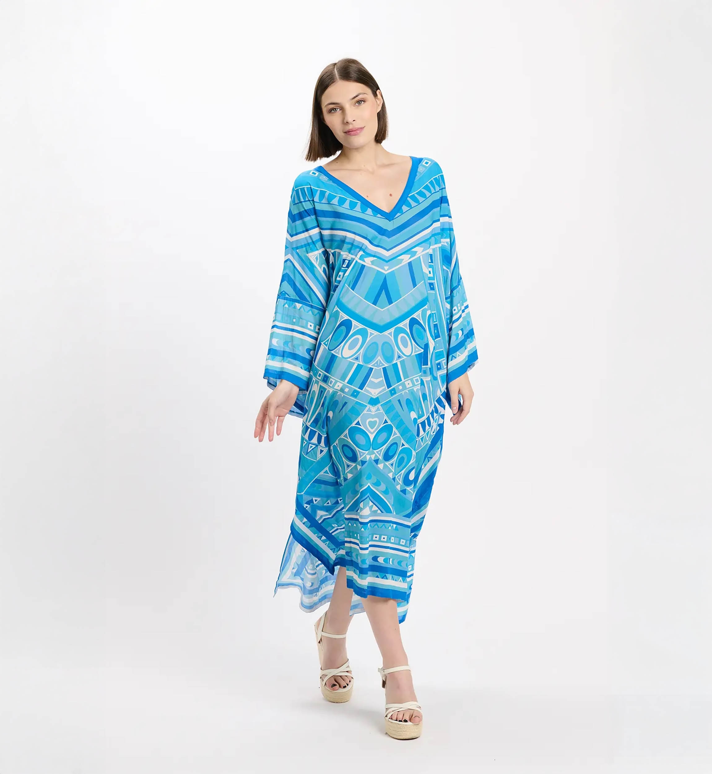 Miss June Paris — Brenda Long Kaftan Blue