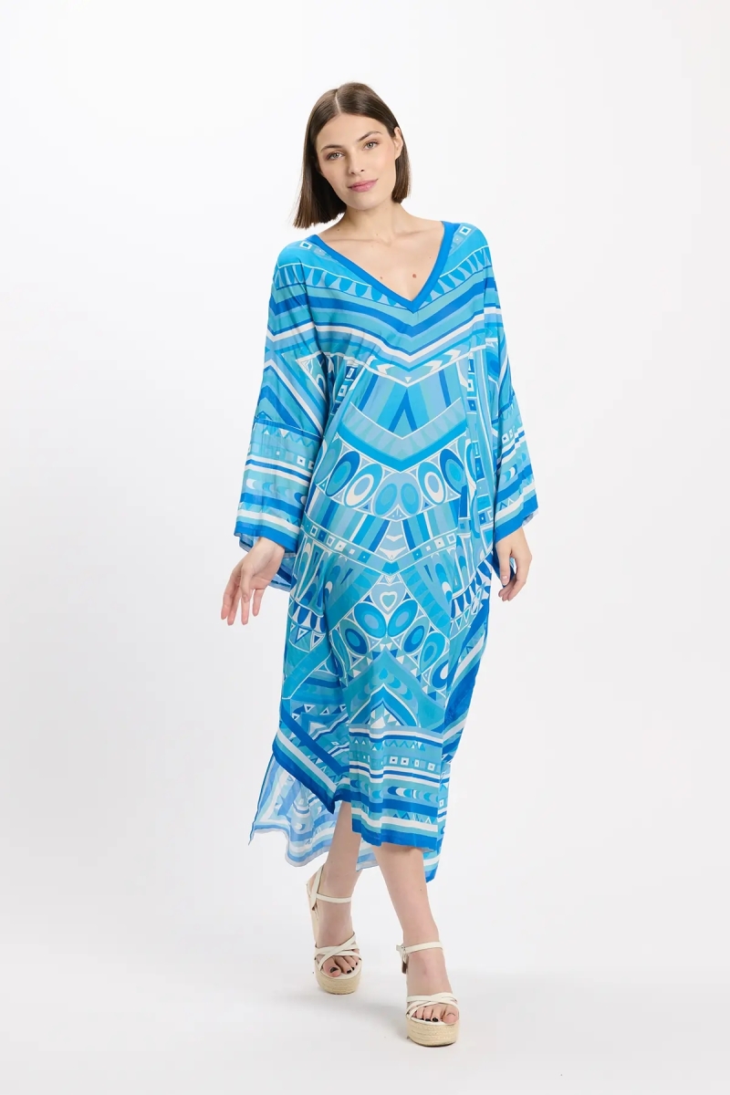 Miss June Paris — Brenda Long Kaftan Blue