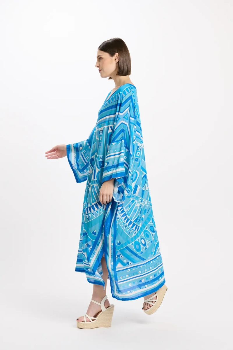 Miss June Paris — Brenda Long Kaftan Blue