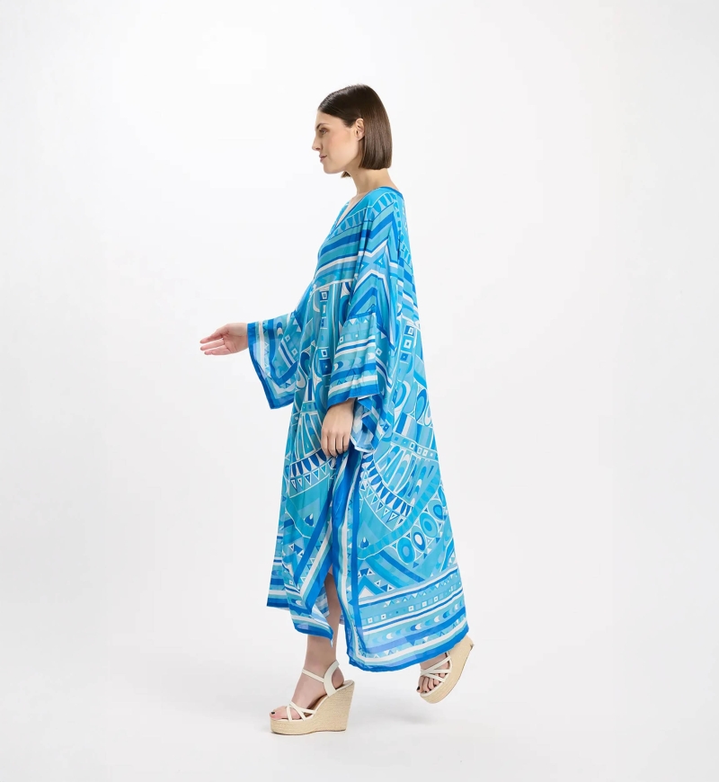 Miss June Paris — Brenda Long Kaftan Blue