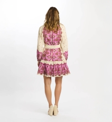 Robe Danae – Robe courte à manches longues avec ceinture assortie, 100 % coton imprimé – Miss June Paris - 10