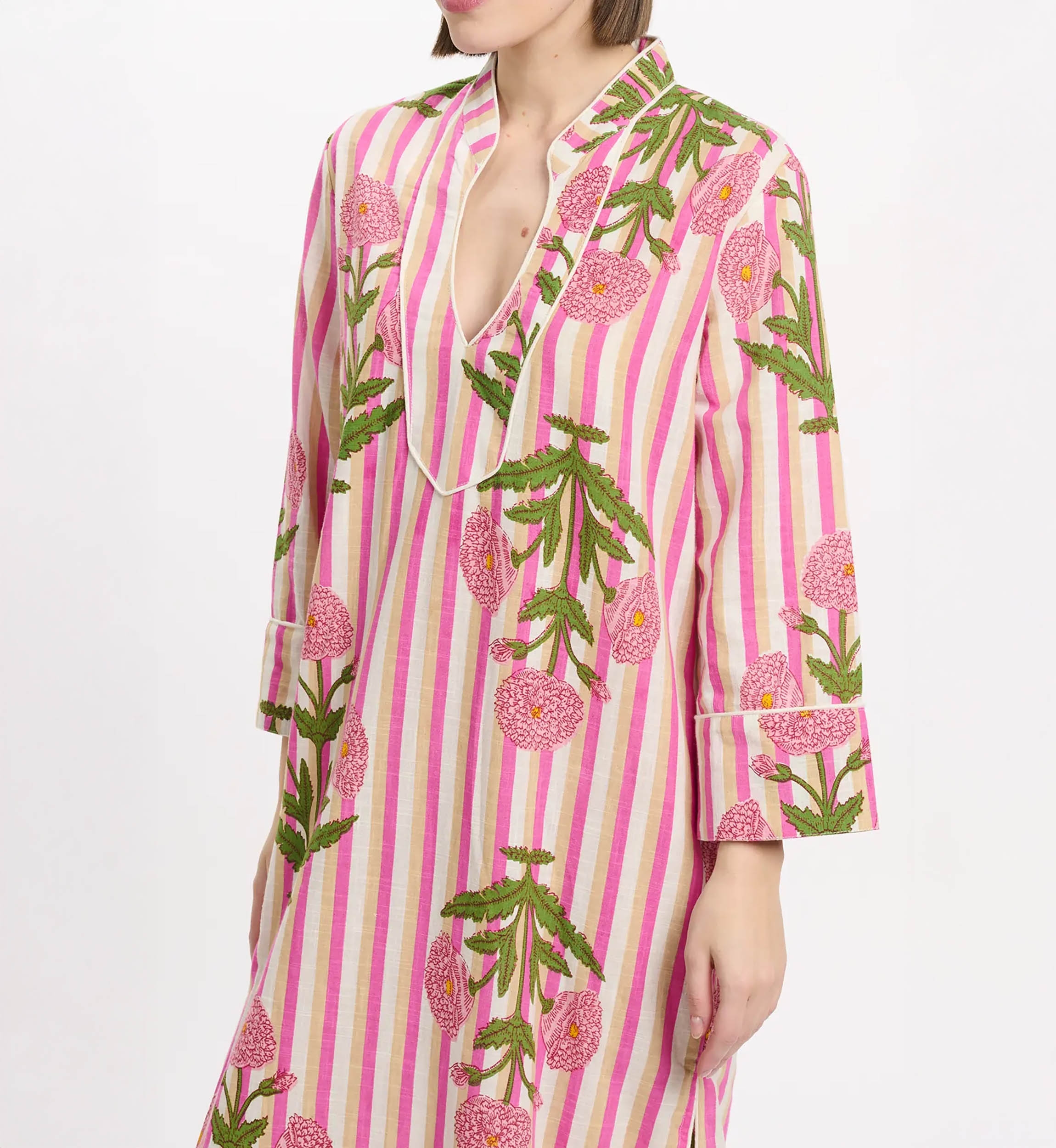 Vestido Charly – Vestido de manga larga, de algodón slub estampado, 100 % algodón – Miss June Paris - 3