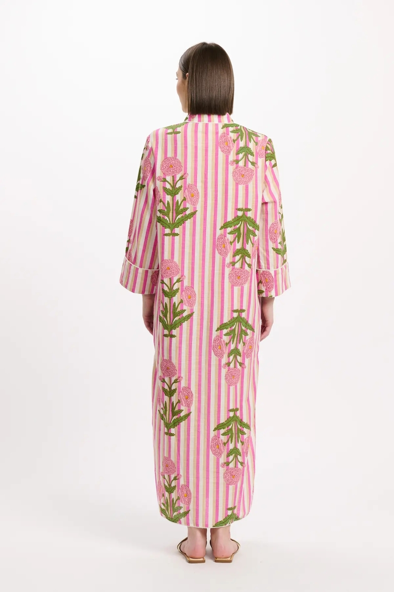Dress Charly Long Sleeve Dress, 100% cotton slub printed - Miss June Paris - 4