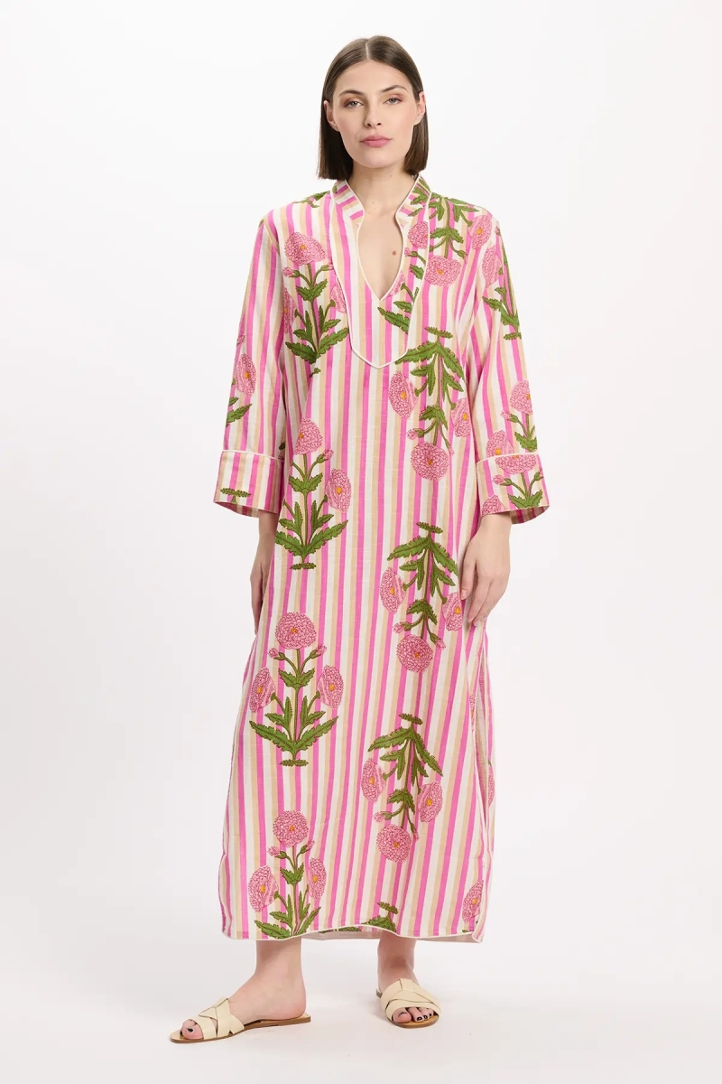 Dress Charly Long Sleeve Dress, 100% cotton slub printed - Miss June Paris - 2